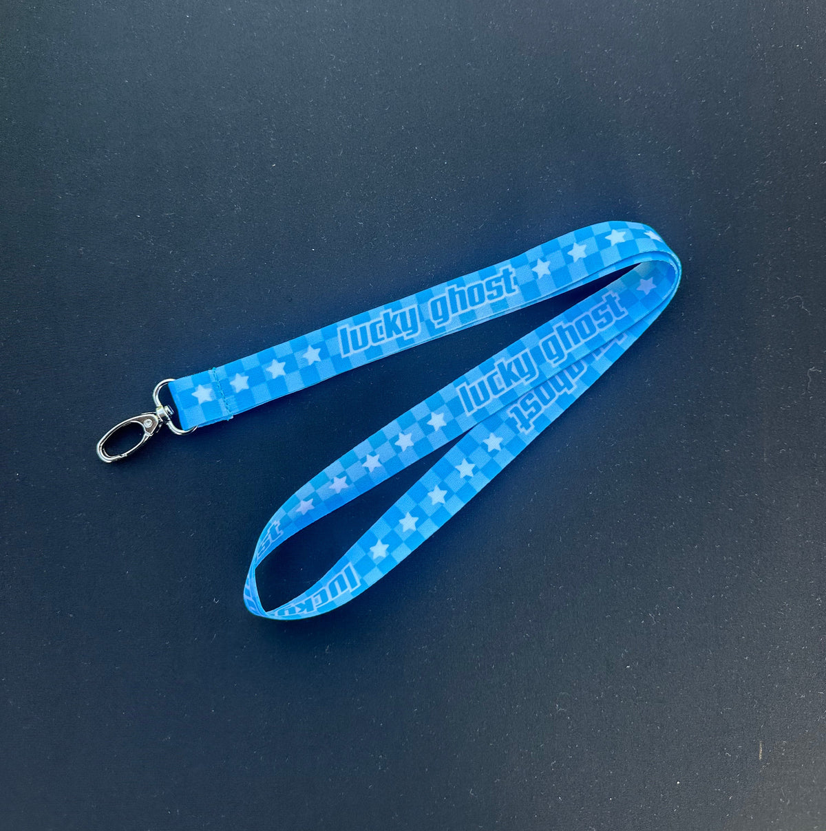 Blue Grid Lanyard