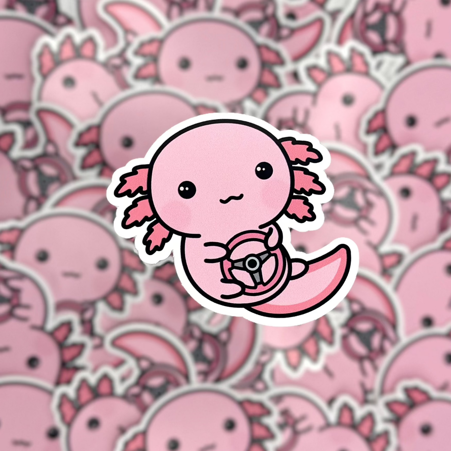 Pink Axolotl Sticker
