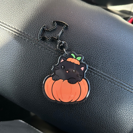 Pumpkin Kitty Keychain