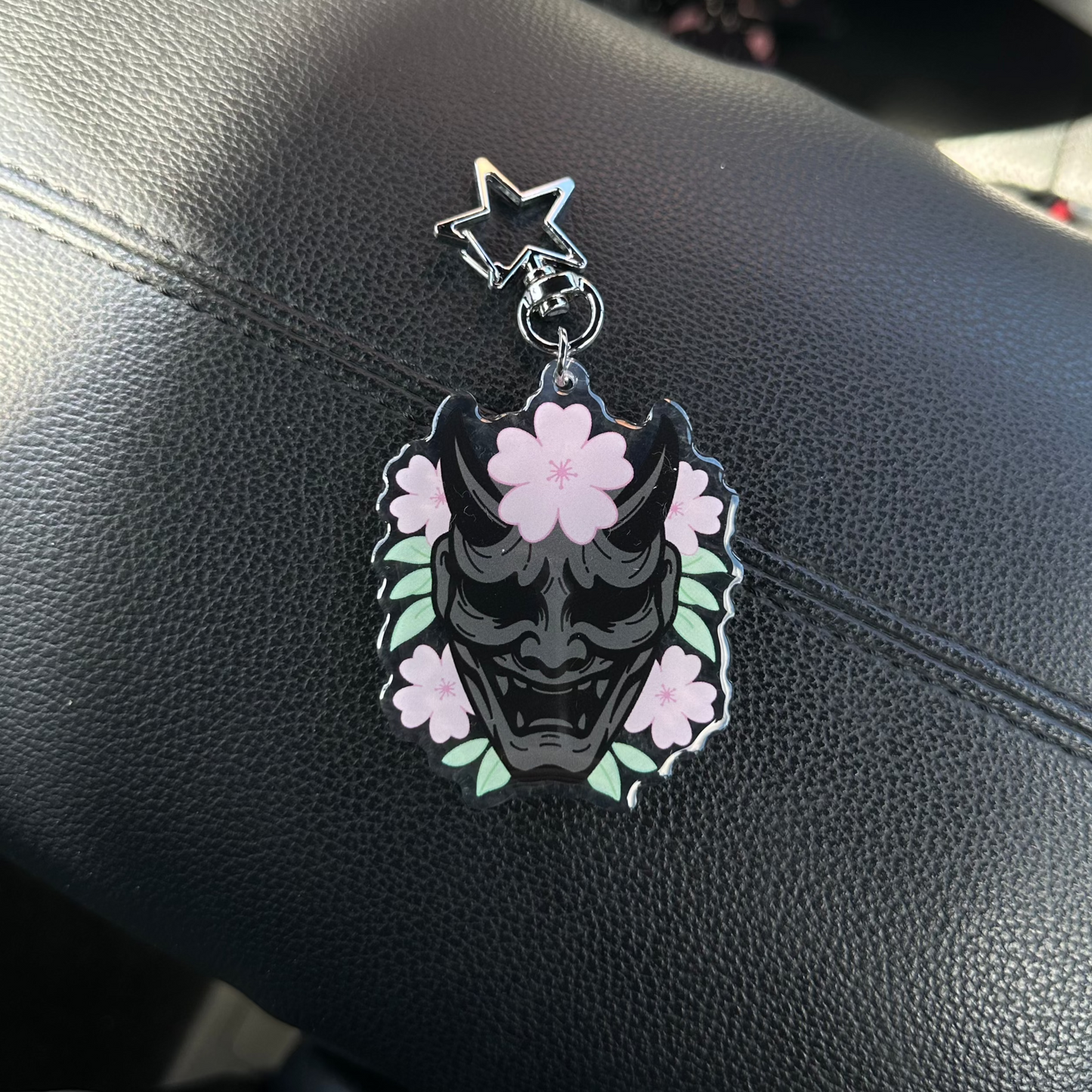 Pink Floral Oni Keychain