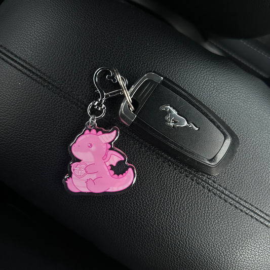 Pink Dragon Keychain